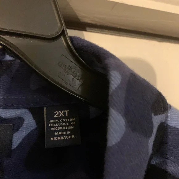 Roundtree & Yorke Blue Camouflage Casual Button Down Shirt - Picture 6 of 6